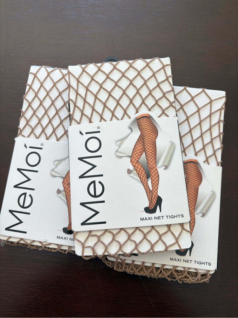 Memoï Maxi Net Tights - Beige Fishnet Hosiery